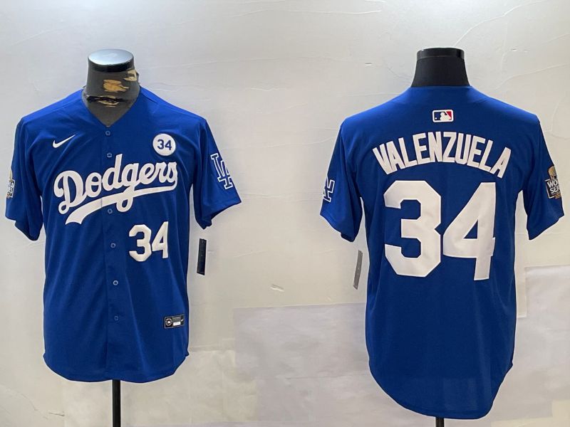 Men Los Angeles Dodgers #34 Valenzuela Blue Game 2024 Nike MLB Jersey style 11211